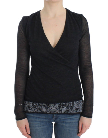 Black Wool Blend Stretch Long Sleeve Sweater Ermanno Scervino