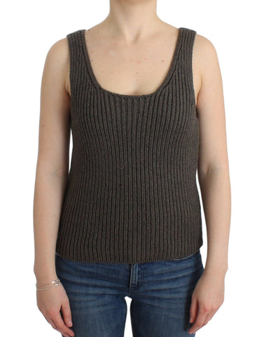 Gray Knit Top Knitted Sweater Merino Wool Ermanno Scervino