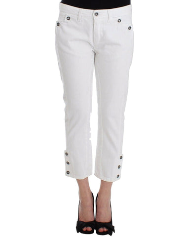 White Cropped Jeans Denim Pants Branded Capri Ermanno Scervino