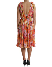 Dolce & Gabbana Multicolor Sunflower Print Silk Midi Dress