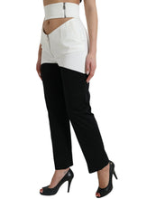 Dolce & Gabbana Black White Cotton Cut Out Waist Tapered Pants