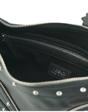 Versace Elegant Black Leather Hobo Shoulder Bag