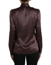Dolce & Gabbana Brown Silk Ascot Collar Long Sleeve Blouse Top