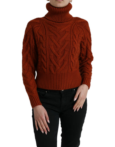 Dolce & Gabbana Brown Wool Knit Turtleneck Pullover Sweater