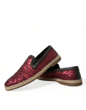 Dolce & Gabbana Red Sequined Loafers Slippers Men Shoes