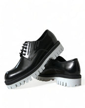 Dolce & Gabbana Black White Leather Lace Up Derby Dress Shoes