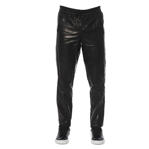 Black Lamb Leather Men Pants Trussardi