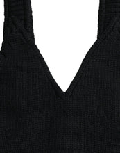 Dolce & Gabbana Black Cropped Cashmere V-neck Bustier Top