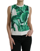 Dolce & Gabbana White Banana Leaf Print Crew Neck Tank Top