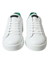 Dolce & Gabbana White Green Leather Portofino Sneakers Shoes