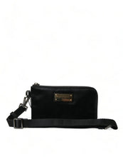 Black Nylon Logo Plaque Keyring Pouch Clutch Bag Dolce & Gabbana