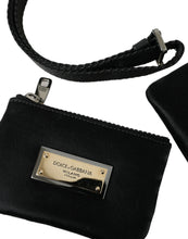 Black Nylon Logo Plaque Keyring Pouch Clutch Bag Dolce & Gabbana