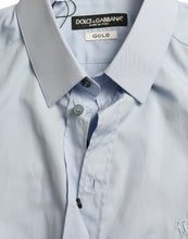Dolce & Gabbana Sky Blue Cotton Men Formal GOLD Dress Shirt
