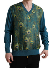 Dolce & Gabbana Green Peacock Feather Pullover Sweater