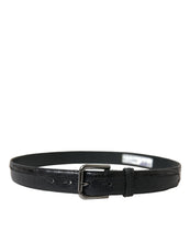 Dolce & Gabbana Black Exotic Leather Silver Metal Buckle Belt