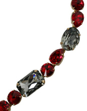Dolce & Gabbana Red Leather Crystal Chain Waist Belt