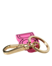 Dolce & Gabbana Pink Rubber Gold Tone Metal DG Logo Keyring Keychain