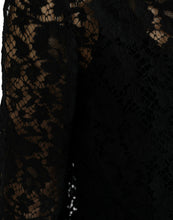 Dolce & Gabbana Black Floral Lace Long Sleeves Blouse Top