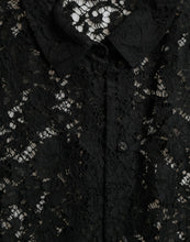 Dolce & Gabbana Black Floral Lace Long Sleeves Blouse Top