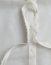 Dolce & Gabbana White Silk Long Sleeves Ascot Collar Top