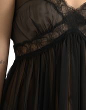 Dolce & Gabbana Black Silk Pleated Lace Chiffon Mini Dress