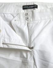 Dolce & Gabbana White Cut Out Cotton Mid Waist Cropped Pants