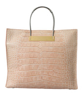 Balenciaga Pink Exotic Leather Embossed Cable Handle Shopper Tote Bag