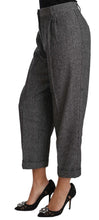Gray Wool Pleated Cropped Trouser Pants Dolce & Gabbana