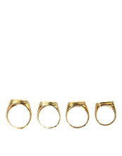 Dolce & Gabbana Gold Brass KING Enamel Set of 4 Ring