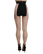 Beige Silk High Waist Mini Hot Pants Shorts Dolce & Gabbana
