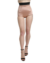 Beige Silk High Waist Mini Hot Pants Shorts Dolce & Gabbana