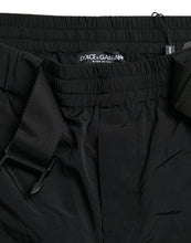 Dolce & Gabbana Black Red Leopard Print Nylon Jogger Pants