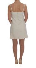 White Wool Stretch Brooch Shift Dress Dolce & Gabbana