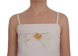 White Wool Stretch Brooch Shift Dress Dolce & Gabbana