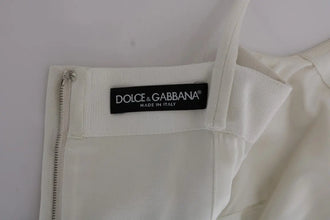 White Wool Stretch Brooch Shift Dress Dolce & Gabbana