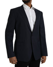 Dolce & Gabbana Dark Blue Wool Single Breasted Coat Blazer