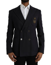 Dolce & Gabbana Dark Blue Crown Bee Double Breasted Blazer