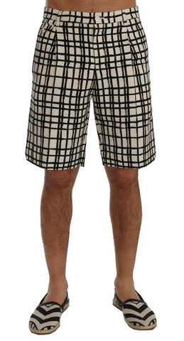 White Black Striped Casual Shorts Dolce & Gabbana