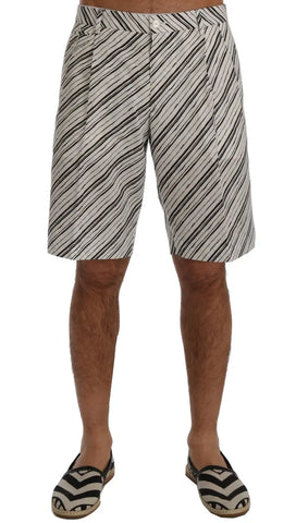 White Black Striped Casual Shorts Dolce & Gabbana