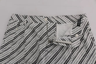 White Black Striped Casual Shorts Dolce & Gabbana