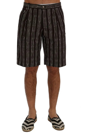 Bordeaux White Striped Hemp Casual Shorts Dolce & Gabbana