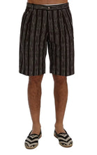Bordeaux White Striped Hemp Casual Shorts Dolce & Gabbana