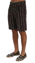 Bordeaux White Striped Hemp Casual Shorts Dolce & Gabbana