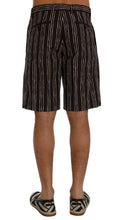 Bordeaux White Striped Hemp Casual Shorts Dolce & Gabbana
