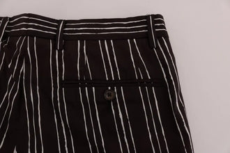 Bordeaux White Striped Hemp Casual Shorts Dolce & Gabbana