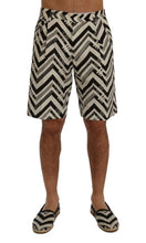 White Black Striped Cotton Linen Shorts Dolce & Gabbana