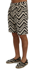 White Black Striped Cotton Linen Shorts Dolce & Gabbana
