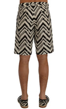 White Black Striped Cotton Linen Shorts Dolce & Gabbana