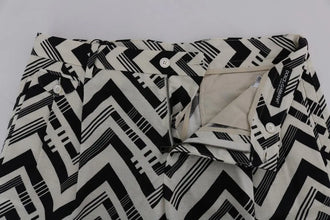White Black Striped Cotton Linen Shorts Dolce & Gabbana