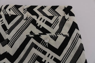 White Black Striped Cotton Linen Shorts Dolce & Gabbana